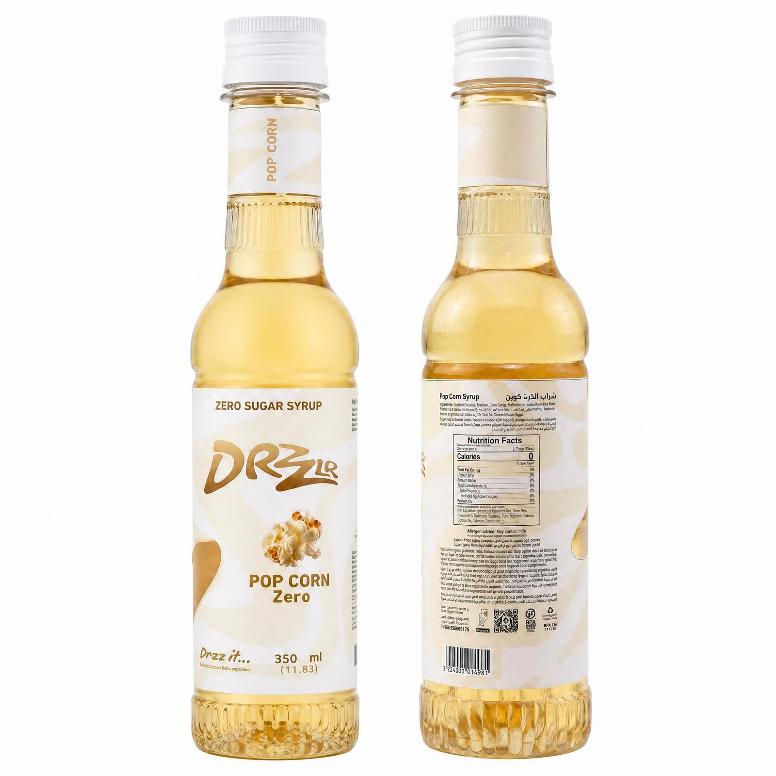 DRZZLR Popcorn Flavor Syrup Zero Sugar 350 ML - Image 2